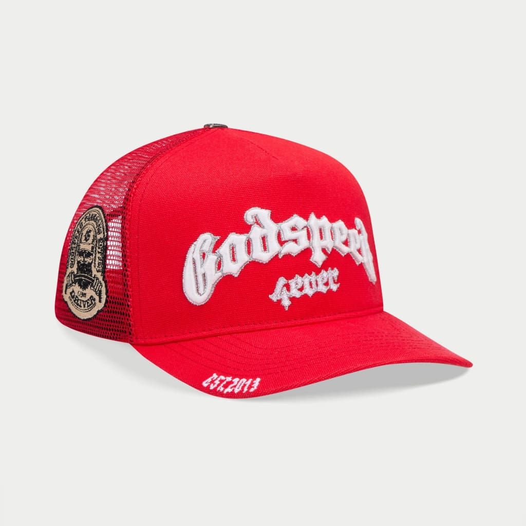 GODSPEED FOREVER TRUCKER HAT CHERRY RED
