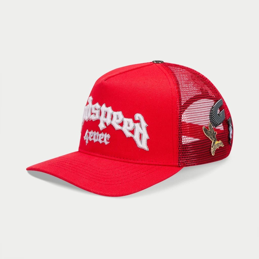 GODSPEED FOREVER TRUCKER HAT CHERRY RED