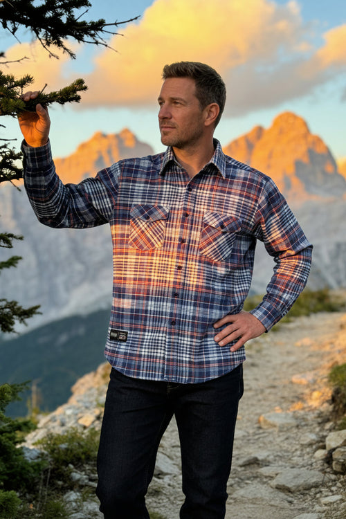 America250 Men's Long Sleeve Classic Midweight Flannel Shirt